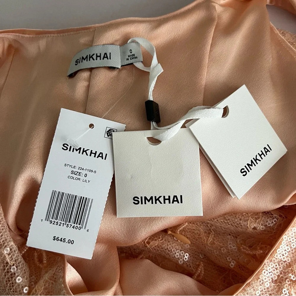 New SIMKHAI | Pallas Lily Peach Orange Beaded Tassel Fringe Mini Dress New NWT 0 - Picture 11 of 13